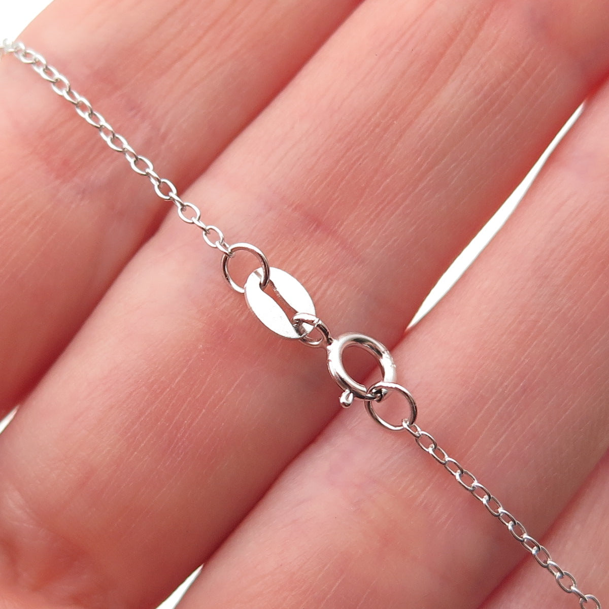 925 Sterling Silver Round-Cut Blue & White C Z Petal Cable Chain Necklace 18"