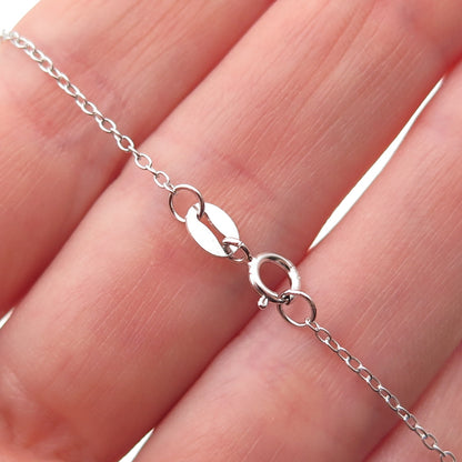 925 Sterling Silver Round-Cut Blue & White C Z Petal Cable Chain Necklace 18"