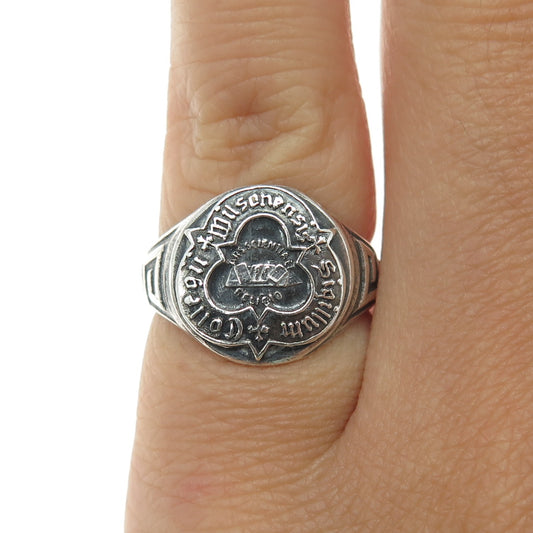 G. WM REISNER Sterling Silver Vintage Catholic Religious School Ring Size 4.75