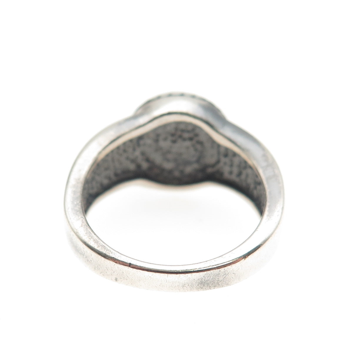 925 Sterling Silver Vintage Real Pearl Modernist Oxidized Ring Size 7