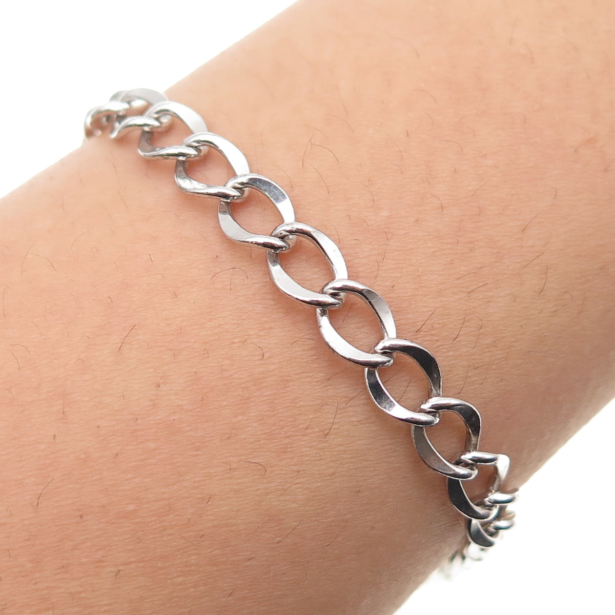 925 Sterling Silver Vintage Curb Link Bracelet 6.75"