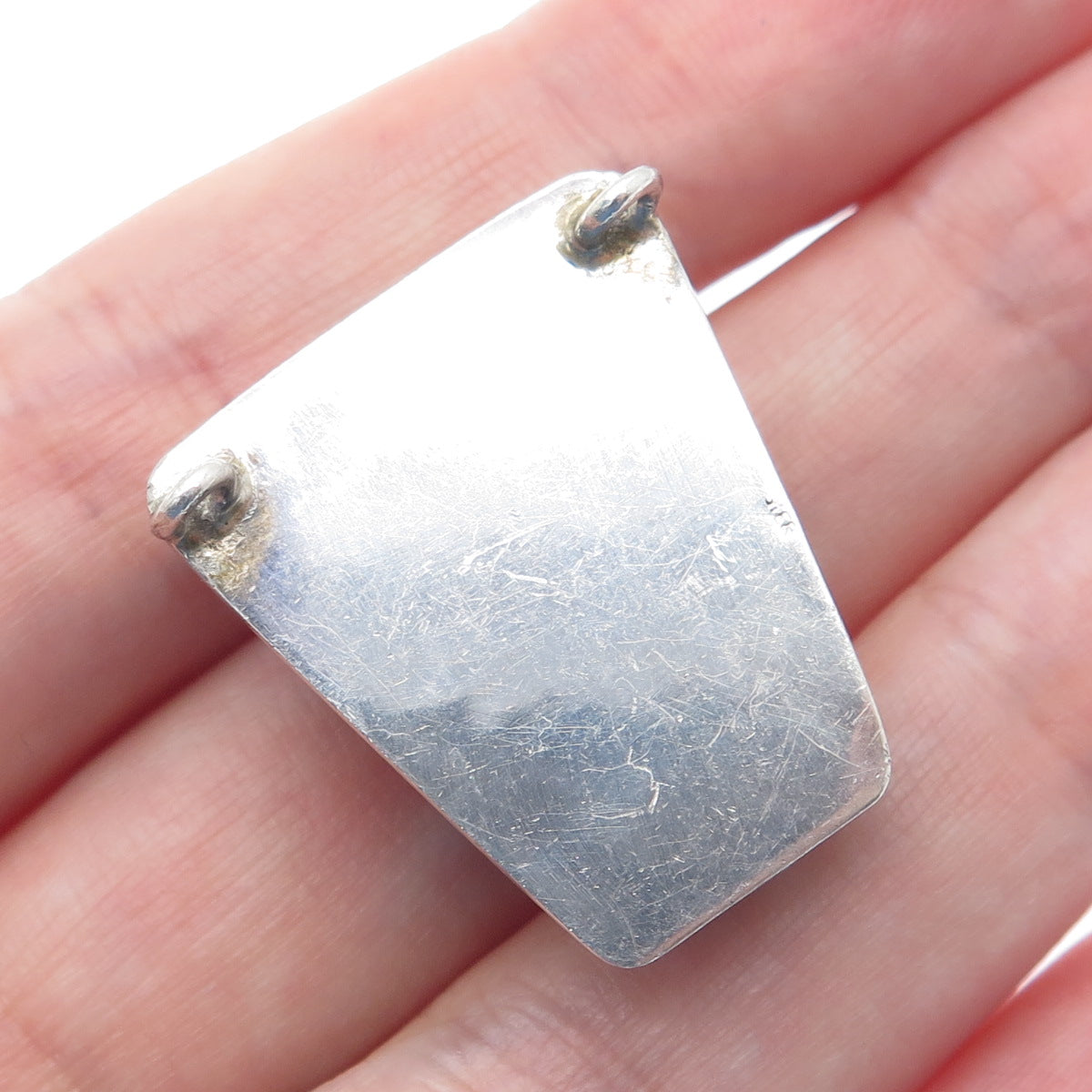 925 Sterling Silver Vintage Real Mahogany Jasper Modernist Slide Pendant