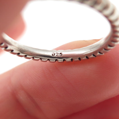925 Sterling Silver Vintage Stackable Ribbed Band Ring Size 8