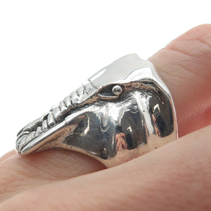 925 Sterling Silver Vintage Elephant's Head Statement Ring Size 9.25