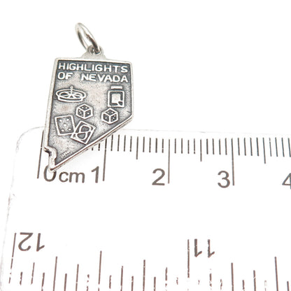 925 Sterling Silver Vintage Highlights of Nevada Oxidized Mini Charm Pendant