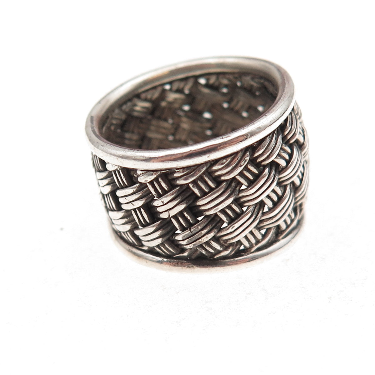 Suarti Bali 925 Sterling Silver Vintage Woven Oxidized Ring Size 7.25