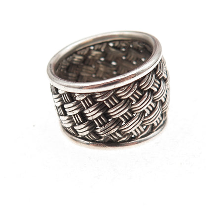 Suarti Bali 925 Sterling Silver Vintage Woven Oxidized Ring Size 7.25