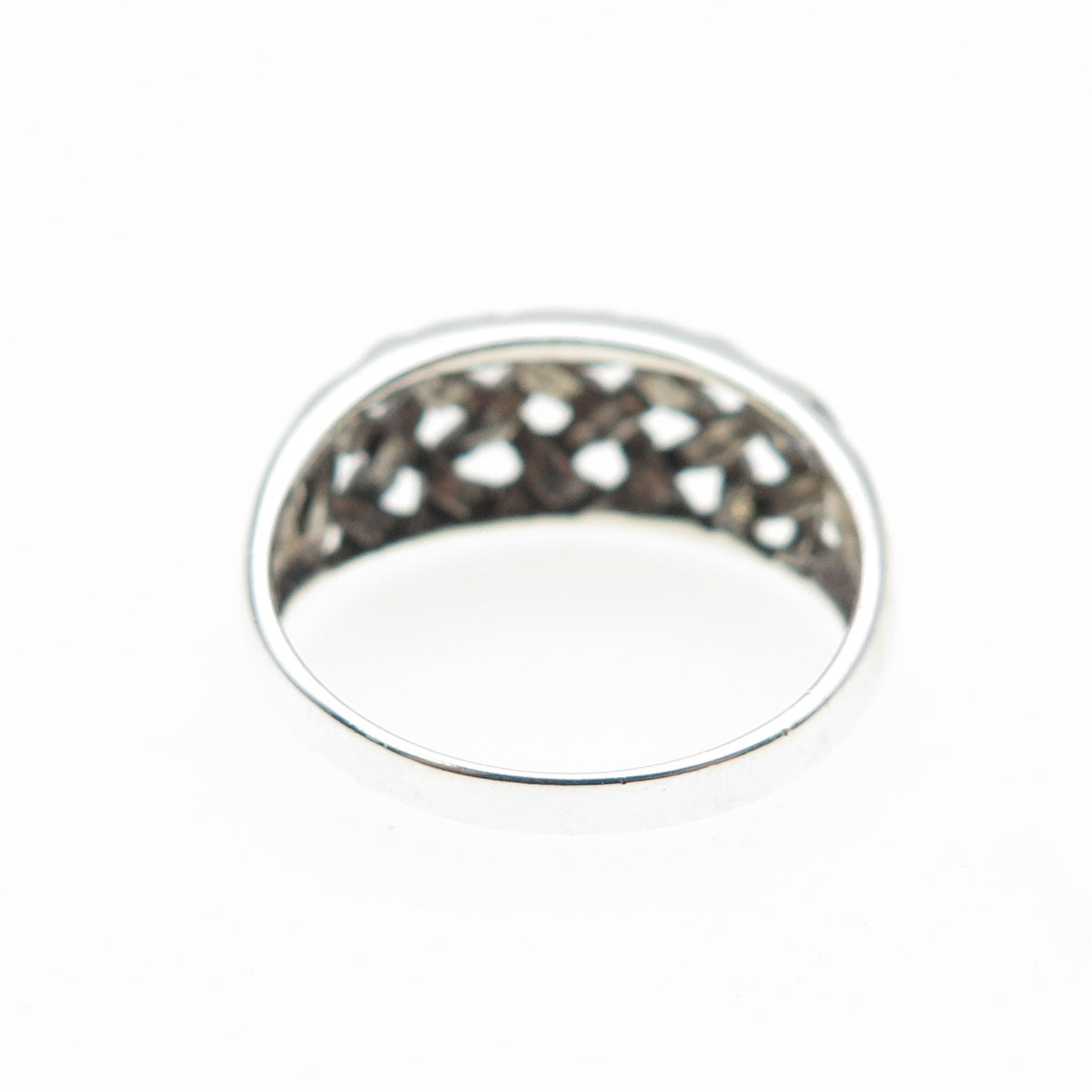 CHAPAL ZENRAY 925 Sterling Silver Vintage Woven Cage Oxidized Ring Size 8