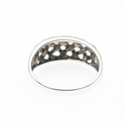 CHAPAL ZENRAY 925 Sterling Silver Vintage Woven Cage Oxidized Ring Size 8