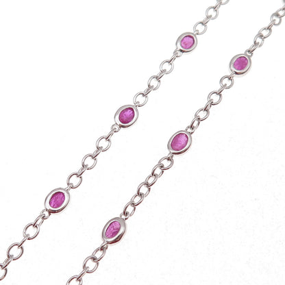 J. Stella 925 Sterling Silver Real Ruby By The Yard Cable Chain Necklace 24"