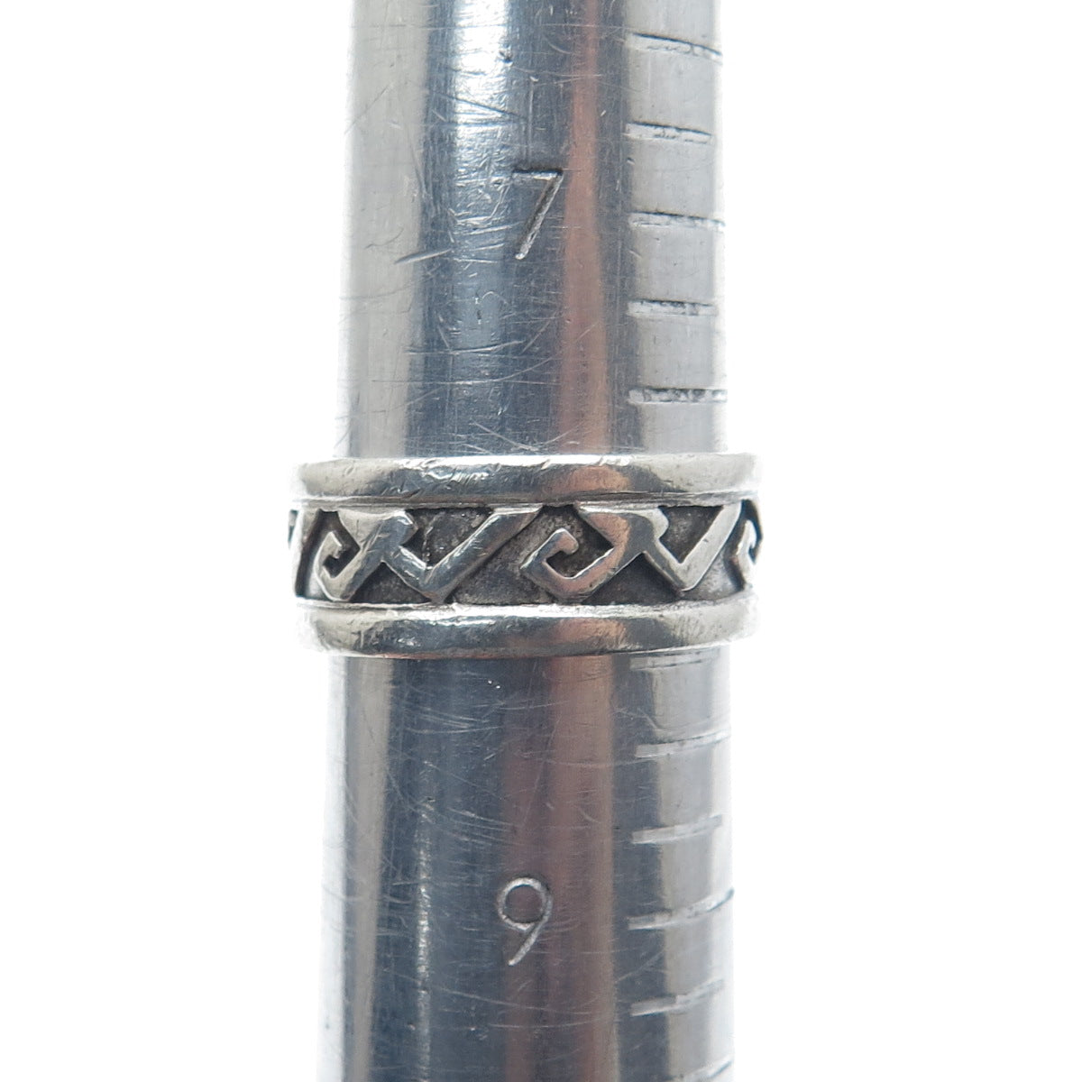 SHUBE 925 Sterling Silver Vintage Spiral Oxidized Band Ring Size 8.25