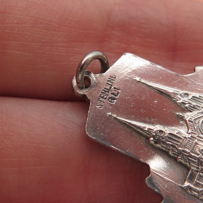 BLISS 925 Sterling Silver Antique Art Deco St. Ann Oxidized Charm Pendant