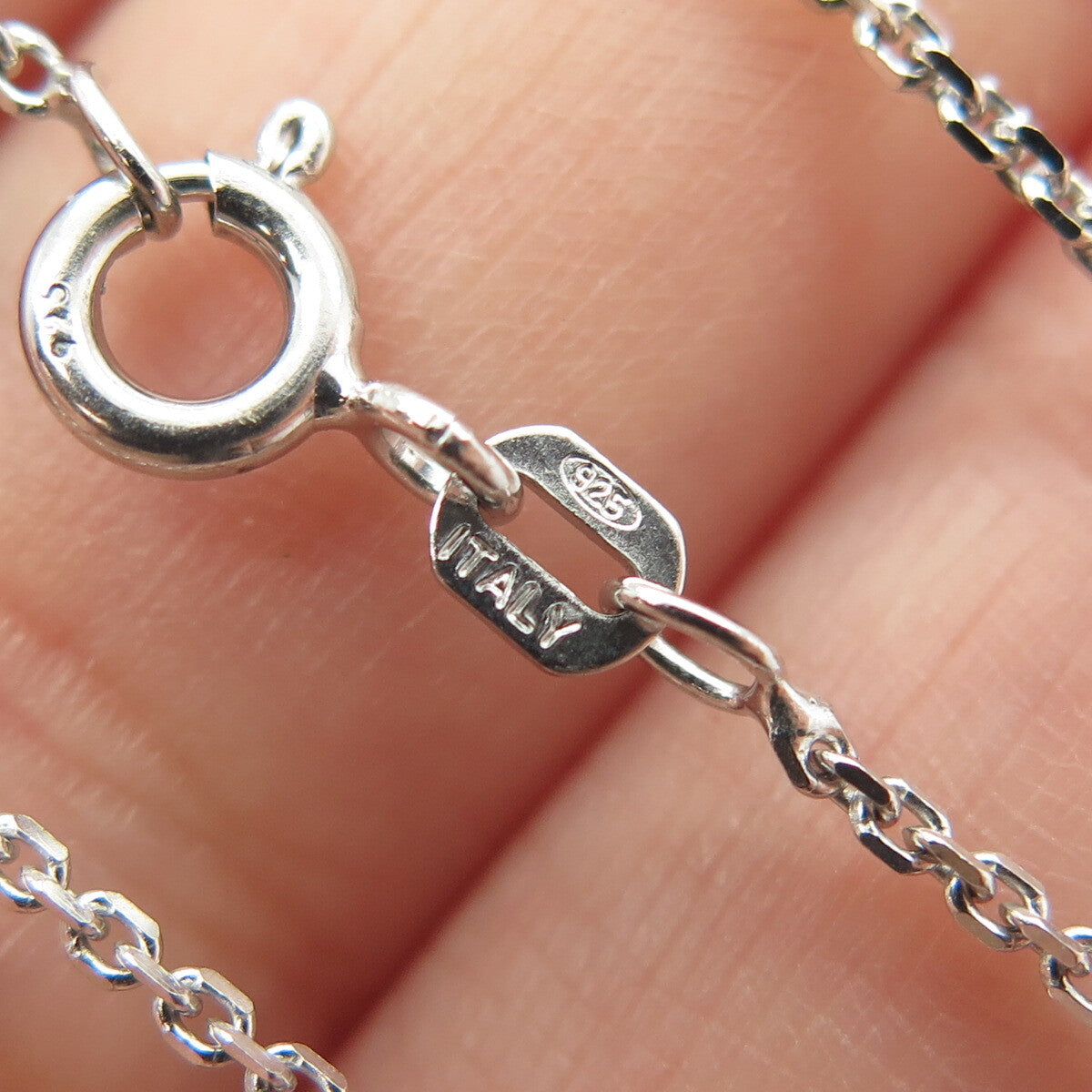 925 Sterling Silver Round-Cut C Z Horn Cable Chain Necklace 16"