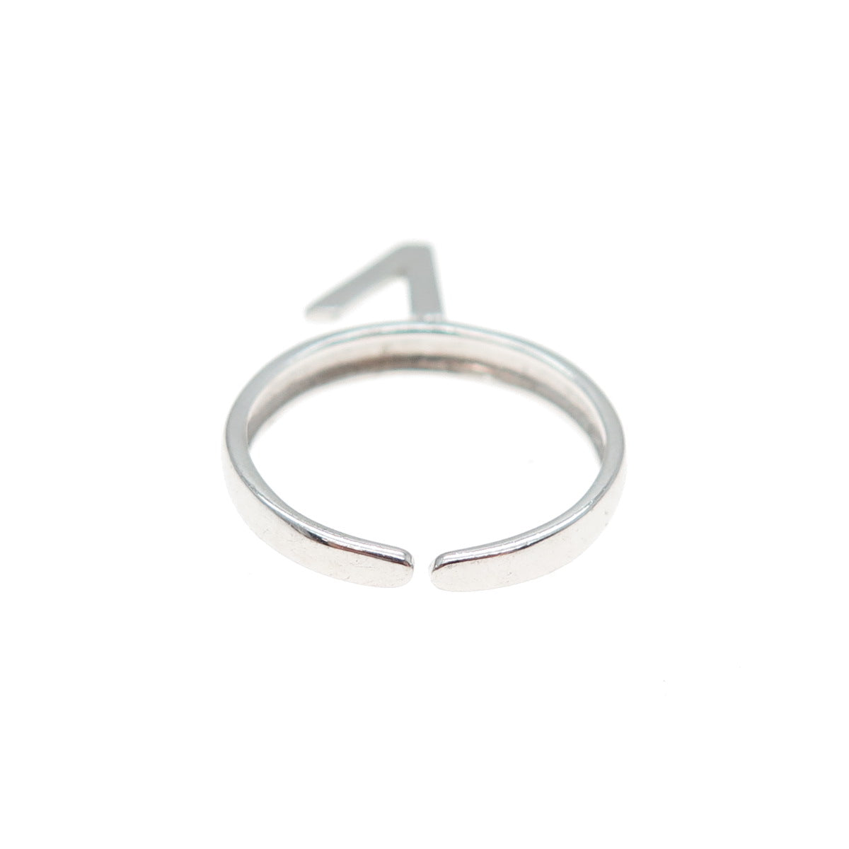 925 Sterling Silver Vintage Letter V Dangle Charm Adjustable Ring Size 6