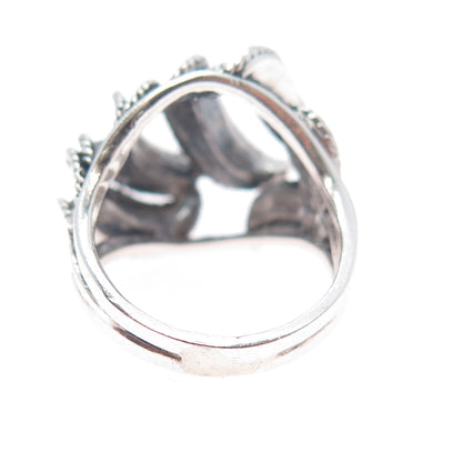 925 Sterling Silver Vintage Modernist Oxidized Dome Ring Size 6.25