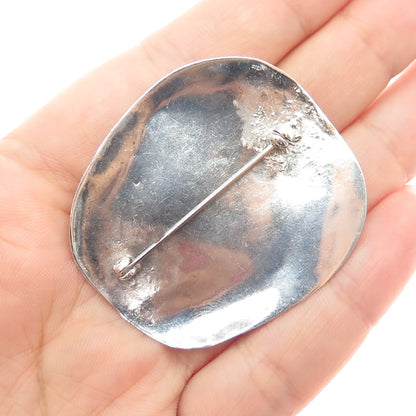 925 Sterling Silver Vintage Modernist Abstract Oxidized Pin Brooch