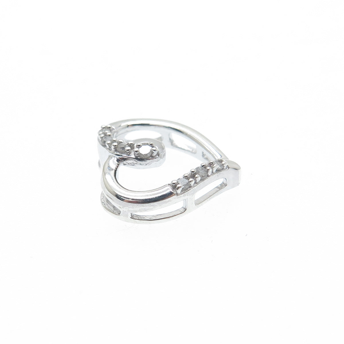 CHARLES WINSTON 925 Sterling Real Diamond Heart Minimalist Slide Pendant