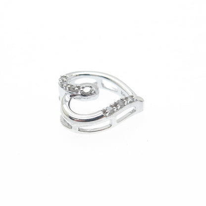 CHARLES WINSTON 925 Sterling Real Diamond Heart Minimalist Slide Pendant