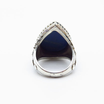 925 Sterling Silver Vintage Doug Paulus Lapis Lazuli Gem Teardrop Ring Size 7