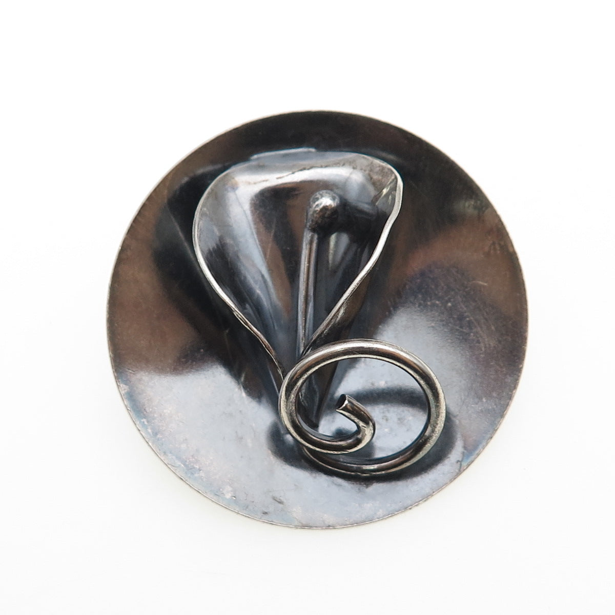 JOSEPH MASANIELLO 925 Sterling Silver Vintage Calla Lily Oxidized Pin Brooch