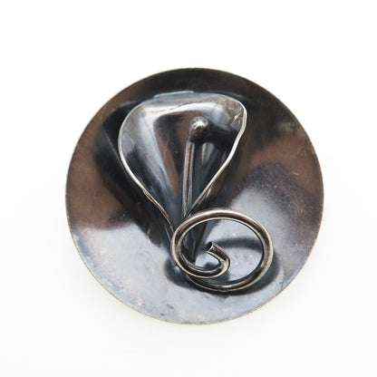 JOSEPH MASANIELLO 925 Sterling Silver Vintage Calla Lily Oxidized Pin Brooch