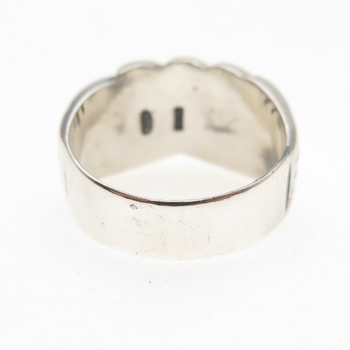925 Sterling Silver Vintage Italy Modernist Ribbed Oxidized Ring Size 6.5