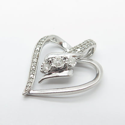 925 Sterling Silver Jane Seymour Real White Diamond Heart Slide Pendant