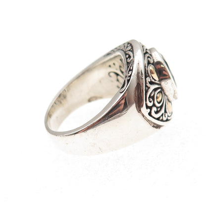 Samuel Benham Sterling Silver 18K Gold Vintage Real Citrine Oxidized Ring Size 8