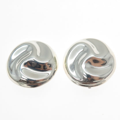 925 Sterling Silver Vintage Mexico Modernist Clip On Earrings