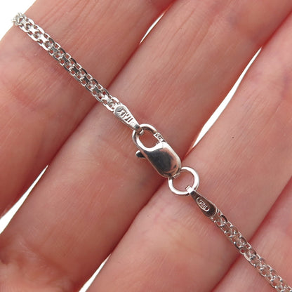 Sun 925 Sterling Silver Real Diamond V-Shape Bismark Chain Necklace 18"
