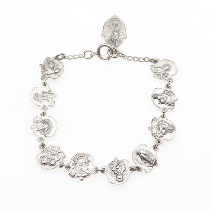 HMH Religious 925 Sterling Silver Antique Art Deco Saint Rosary Bracelet 7.5"