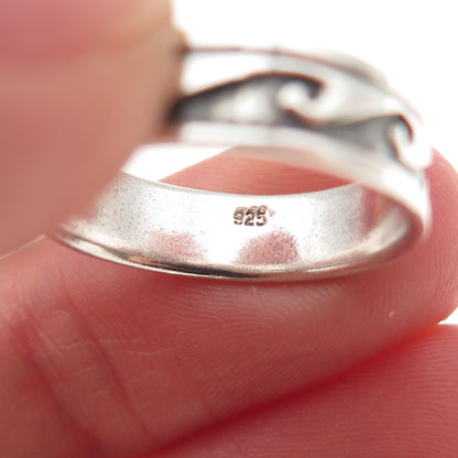 925 Sterling Silver Vintage Wave Oxidized Band Ring Size 7.25