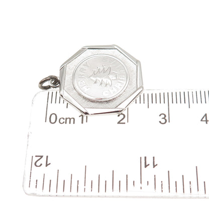 925 Sterling Silver Vintage Engraved Merry Christmas Charm Pendant
