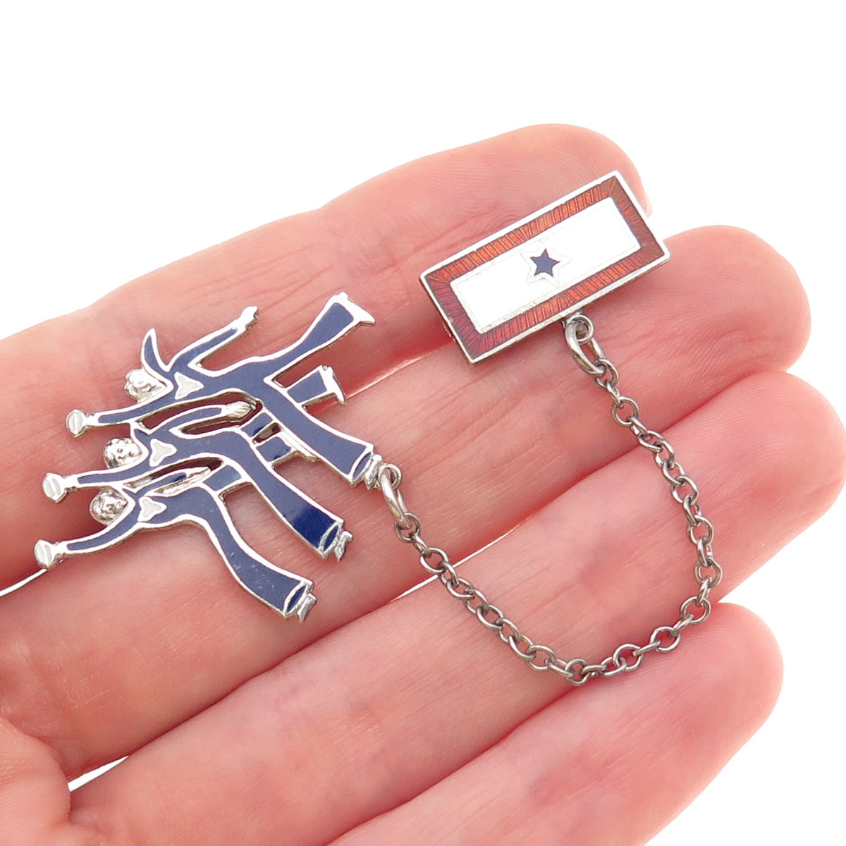 925 Sterling Silver Antique WWII Enamel US Army Air Force Pin Brooch