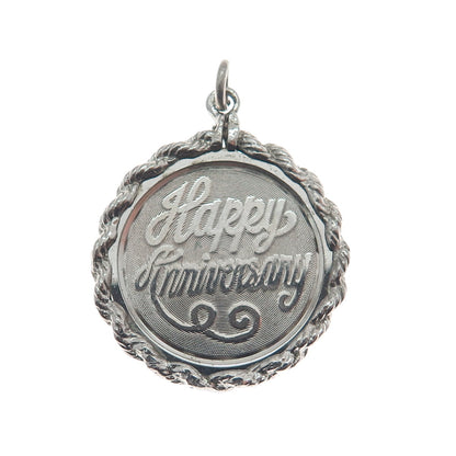 ELCO 925 Sterling Silver Vintage "Happy Anniversary" Charm Pendant