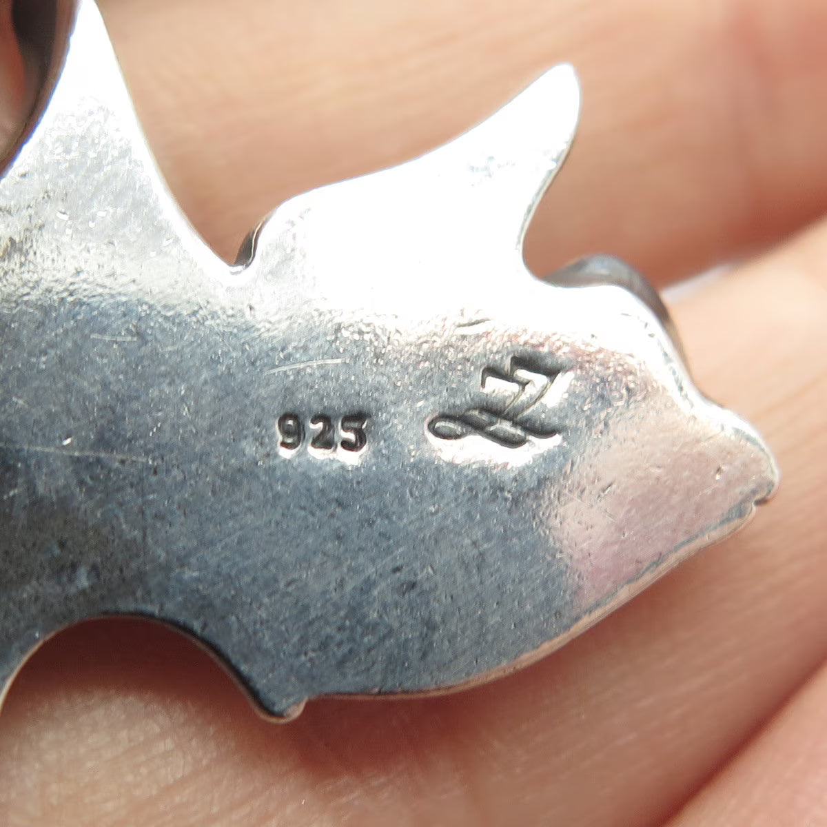 925 Sterling Silver Vintage Flying Parrot Bird Pendant