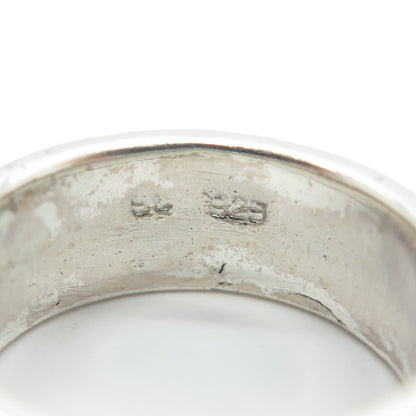 925 Sterling Silver Vintage Water Pattern Band Ring Size 7.75