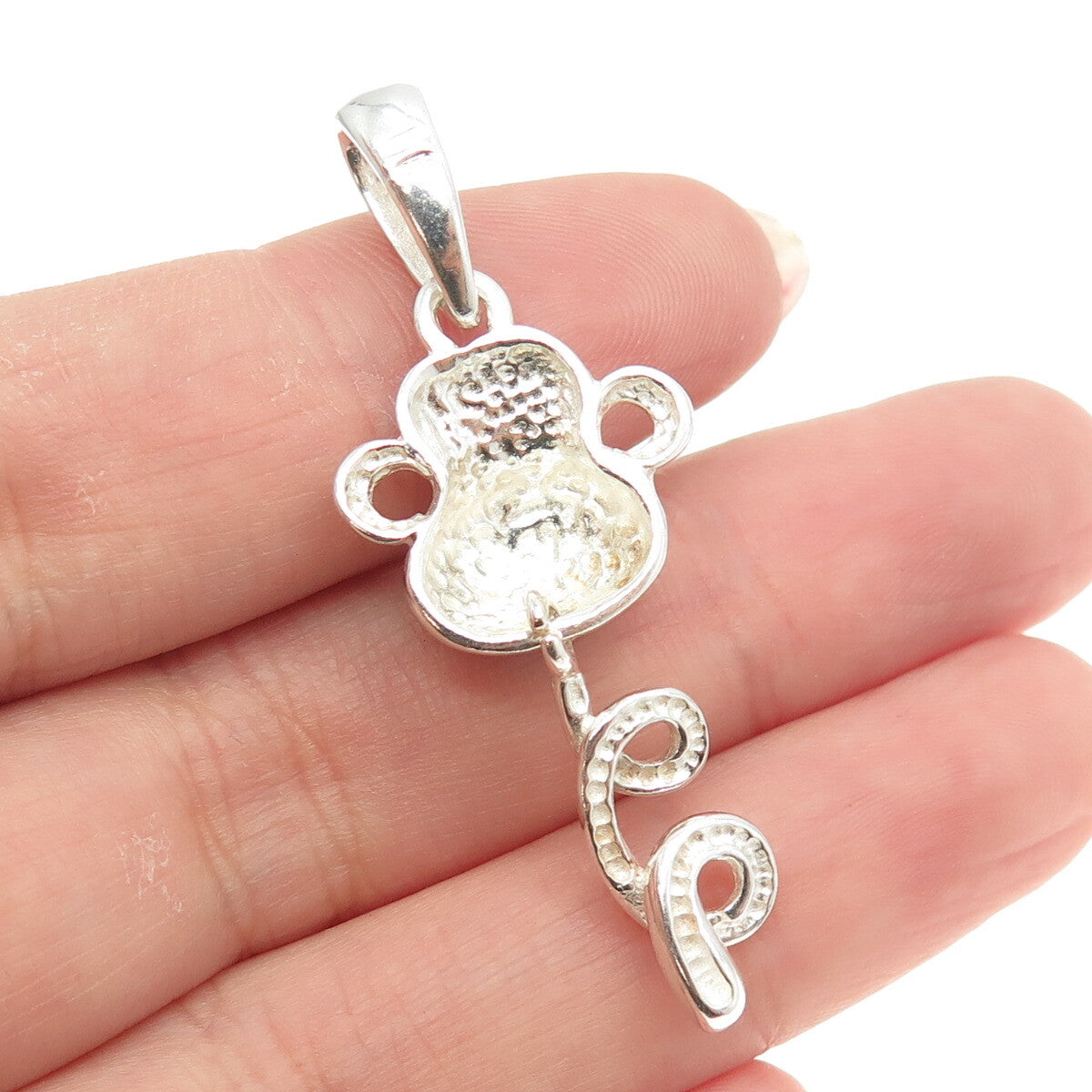 925 Sterling Silver Vintage Italy Blue Enamel Monkey Pendant