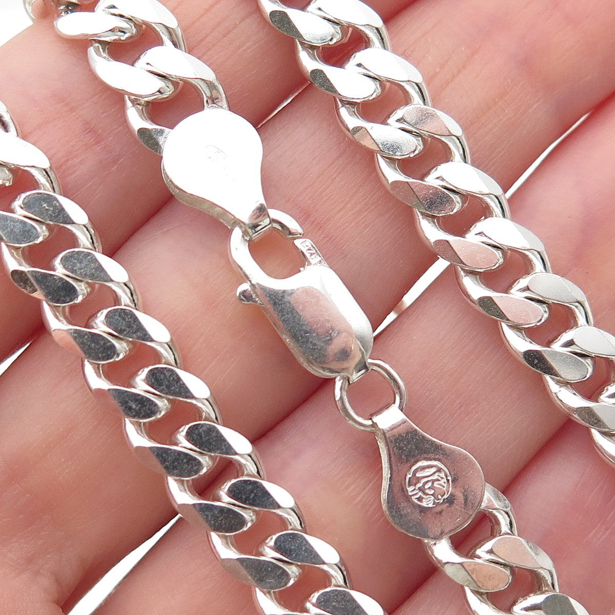 925 Sterling Silver Vintage Italy Curb Chain Necklace 22"