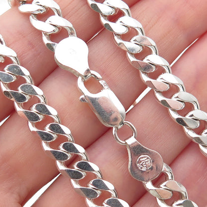 925 Sterling Silver Vintage Italy Curb Chain Necklace 22"