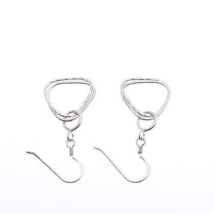 925 Sterling Silver Vintage Interlocked Triangle Dangle Earrings