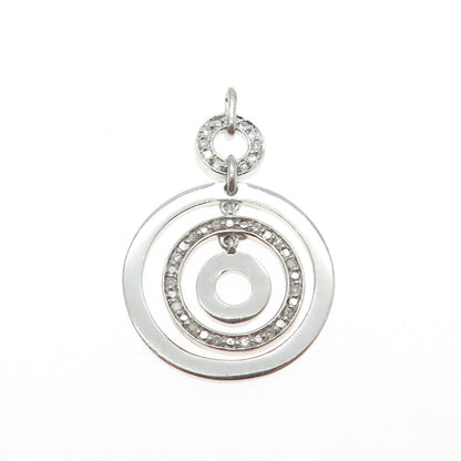 925 Sterling Silver Real Round-Cut White Diamond Multi-Circle Pendant