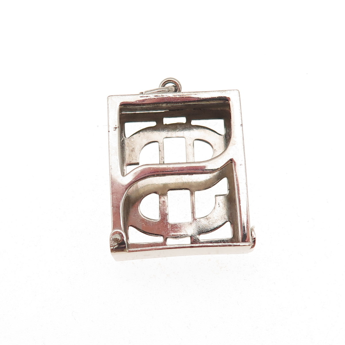 Wells Sterling Silver Antique Art Deco Dollar Bill Lucky Box Mini Charm Pendant