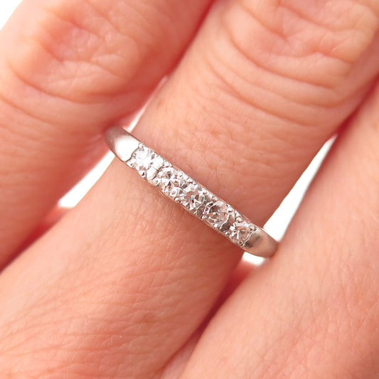 Platinum Antique Real Round-Cut Diamond Ring Size 5.5