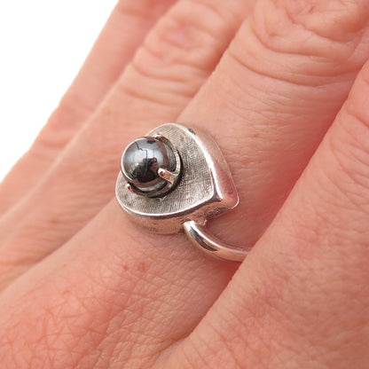 Vargas Sterling Silver Antique Art Deco Real Hematite Oxidized Ring Size 6.75