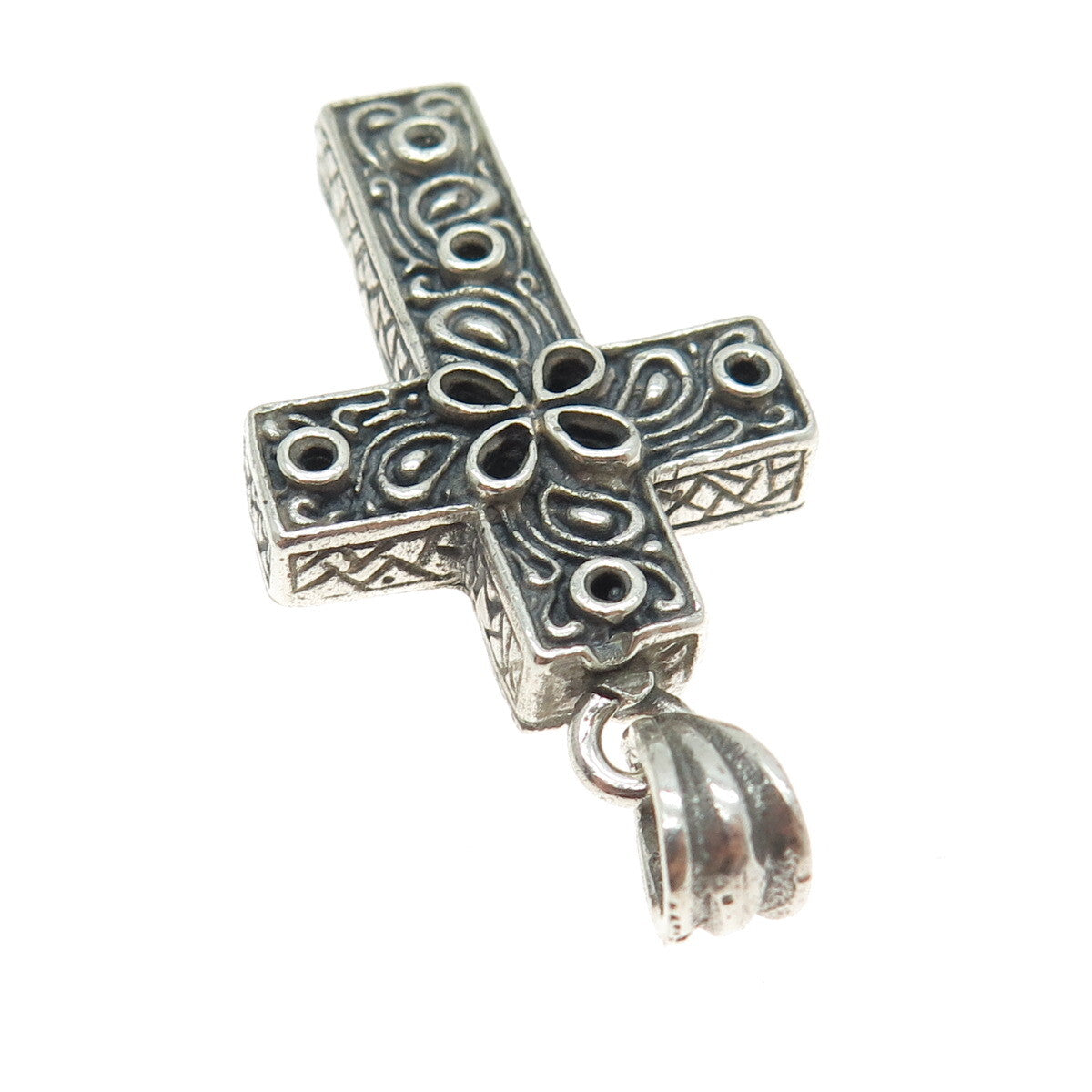 925 Sterling Silver Vintage Ornate Cross Pendant