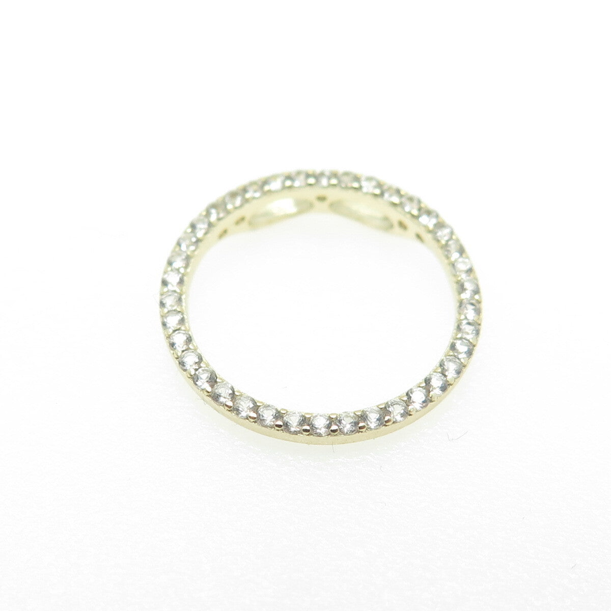 HAN 925 Sterling Silver Gold Plated Real White Topaz Circle of Life Pendant