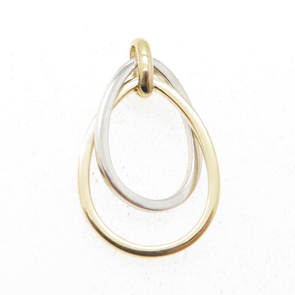 14K Yellow & White Gold Interlocked Teardrop Minimalist Charm Pendant