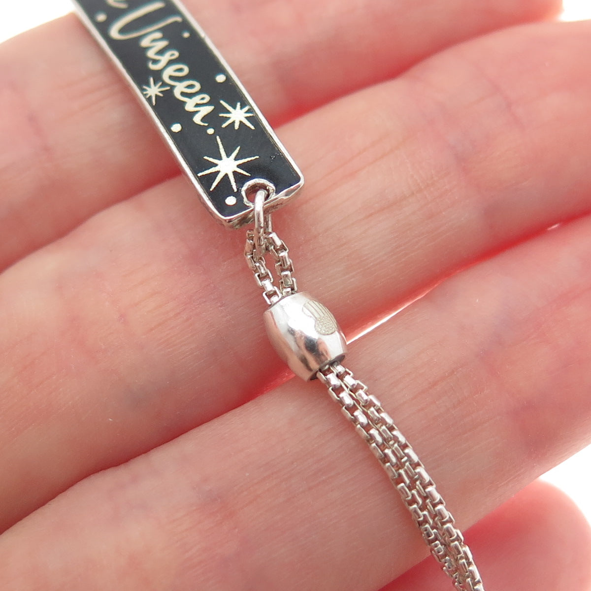 ALEX & ANI DISNEY 925 Sterling Enamel See The Unseen Adjustable Bracelet 6-10"