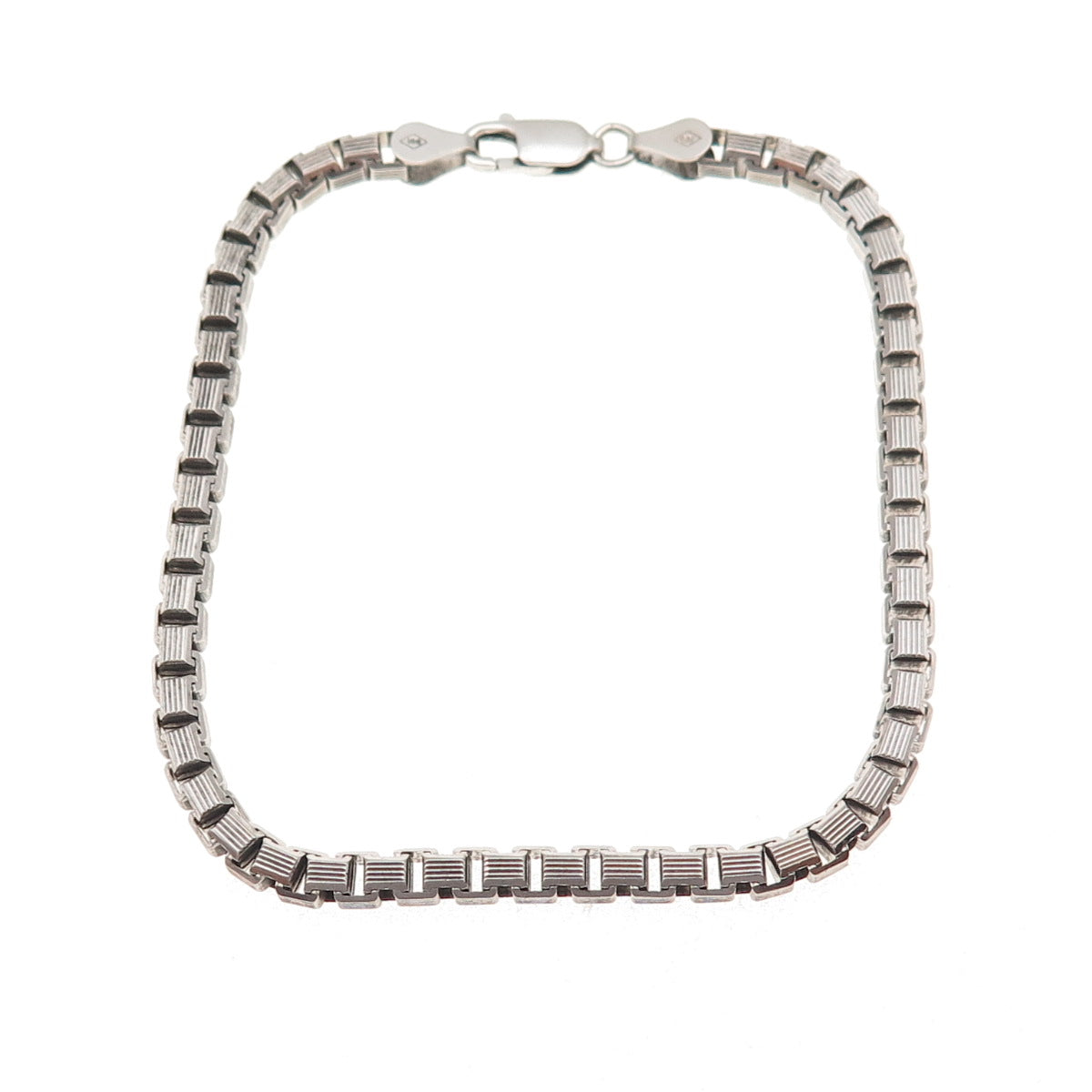 925 Sterling Silver Vintage Italy Venetian / Box Link Bracelet 7.75"